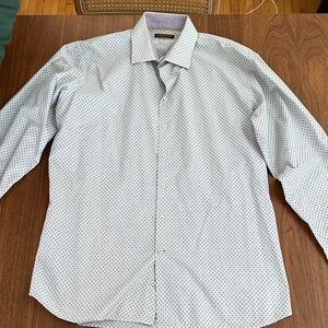 Elegant White Patterned Dress Shirt